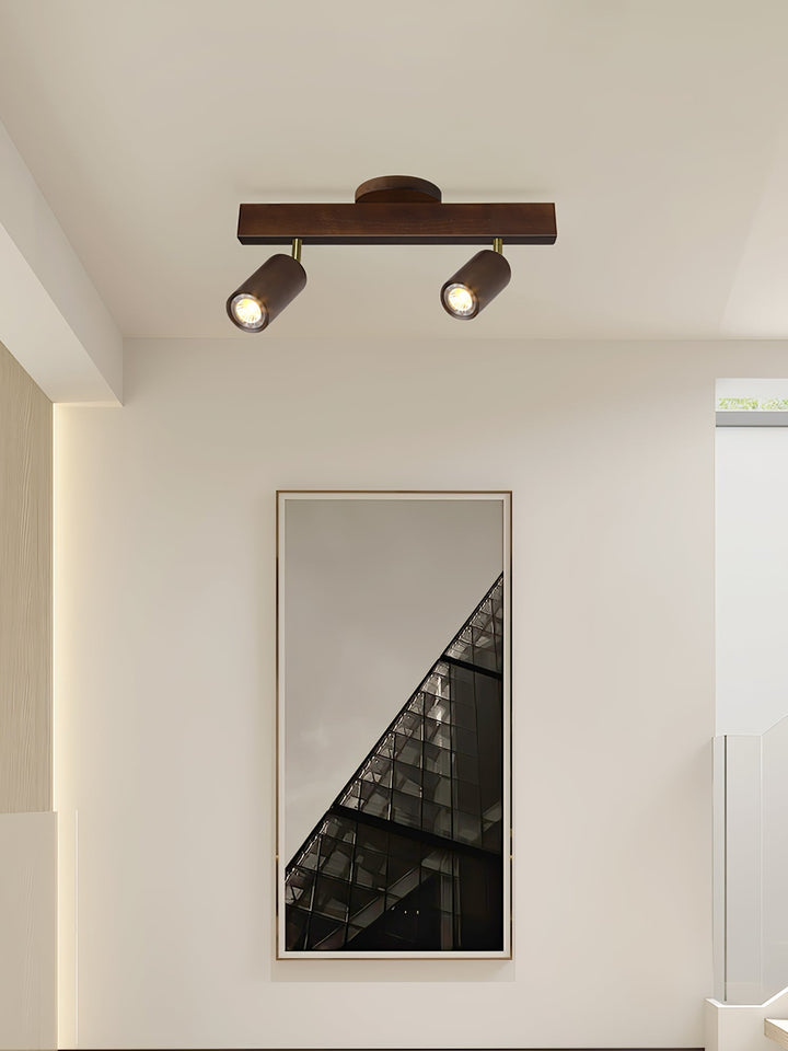 Wood Pendant Track Light 4 Heads 39.4 in Indoor Ceiling Wall Rustic Modern Lamp | Kalsten