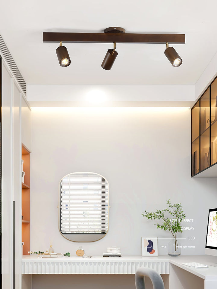 Wood Pendant Track Light 4 Heads 39.4 in Indoor Ceiling Wall Rustic Modern Lamp | Kalsten