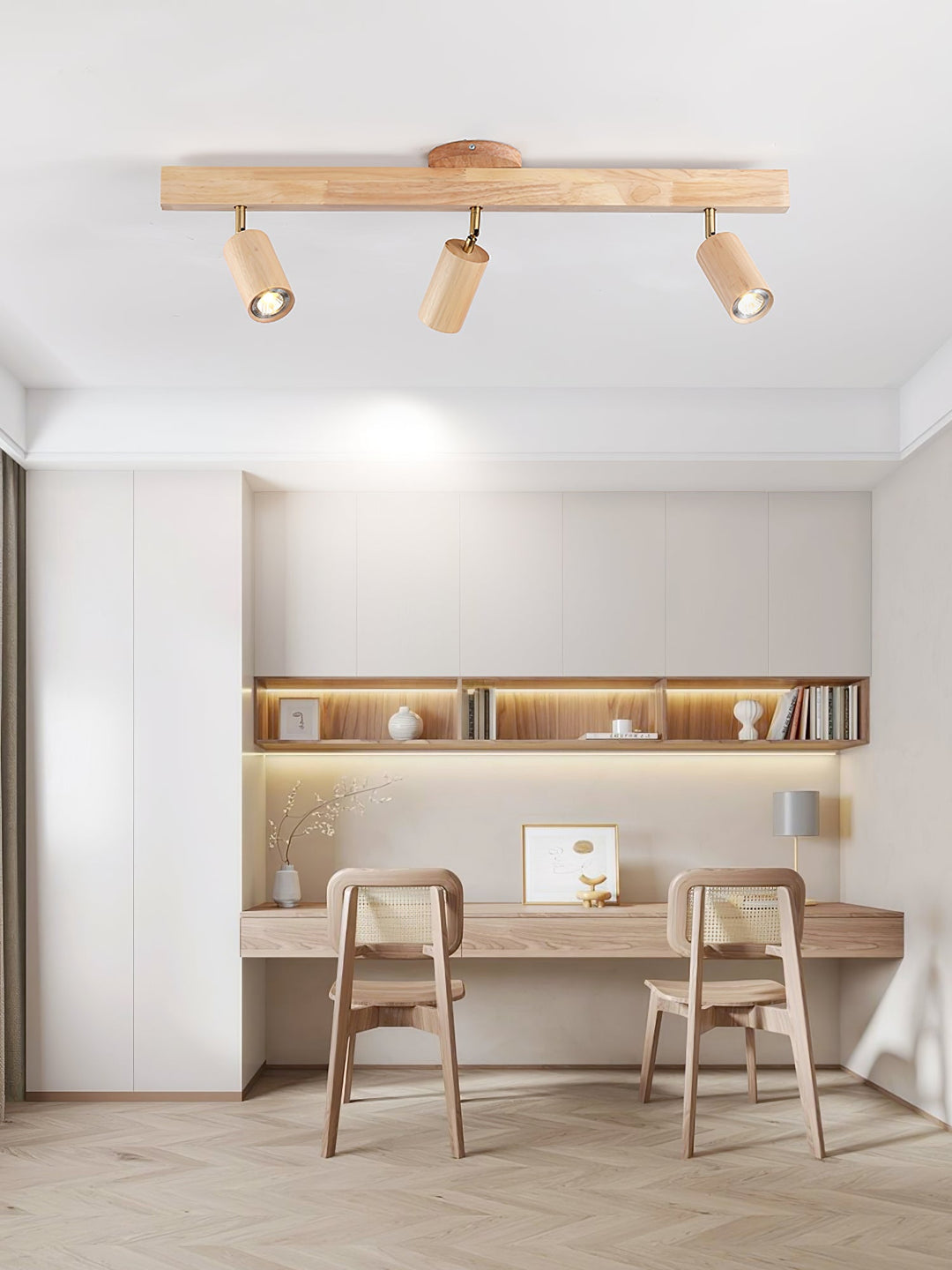 Wood Pendant Track Light 4 Heads 39.4 in Indoor Ceiling Wall Rustic Modern Lamp | Kalsten