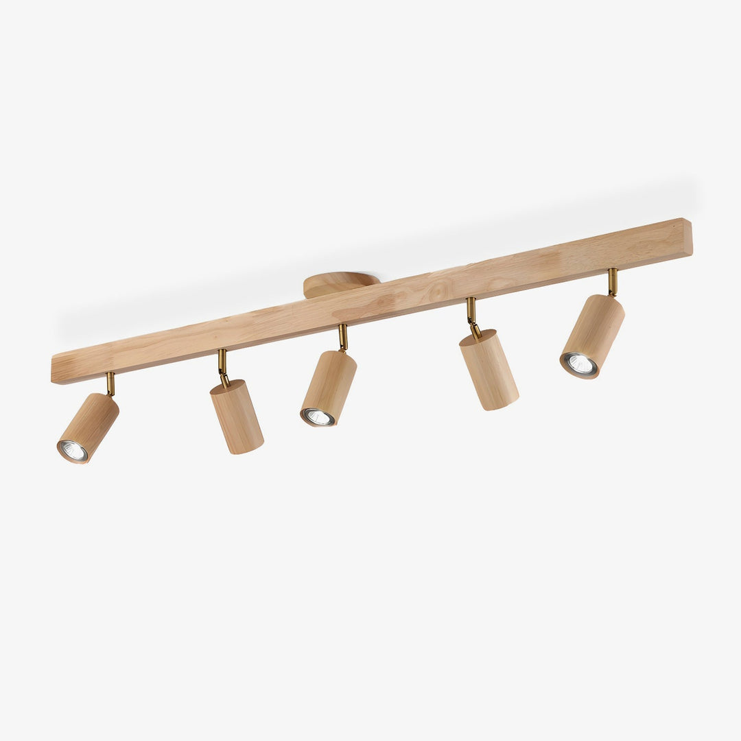 Wood Pendant Track Light 4 Heads 39.4 in Indoor Ceiling Wall Rustic Modern Lamp | Kalsten