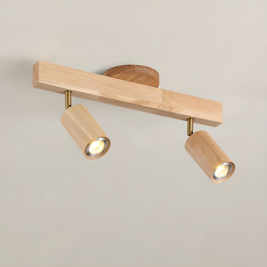 Wood Pendant Track Light 4 Heads 39.4 in Indoor Ceiling Wall Rustic Modern Lamp | Kalsten