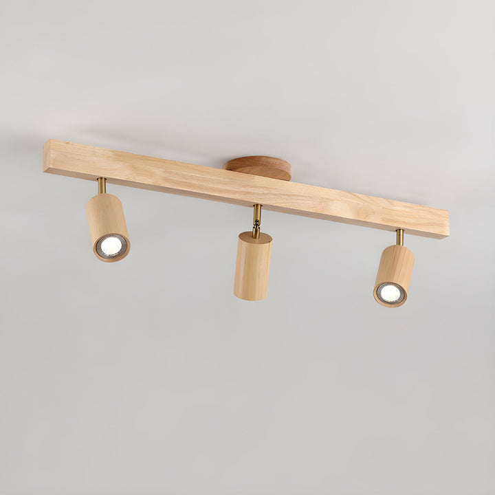 Wood Pendant Track Light 4 Heads 39.4 in Indoor Ceiling Wall Rustic Modern Lamp | Kalsten