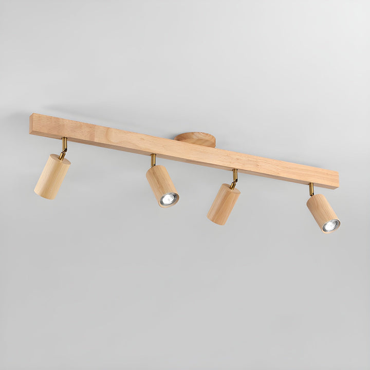 Wood Pendant Track Light 4 Heads 39.4 in Indoor Ceiling Wall Rustic Modern Lamp | Kalsten