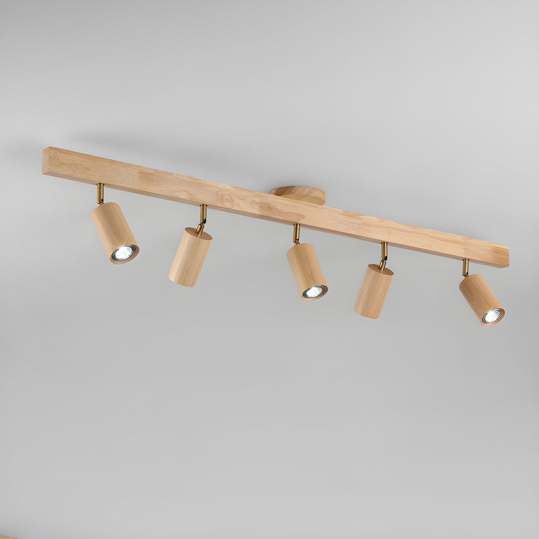 Wood Pendant Track Light 4 Heads 39.4 in Indoor Ceiling Wall Rustic Modern Lamp | Kalsten