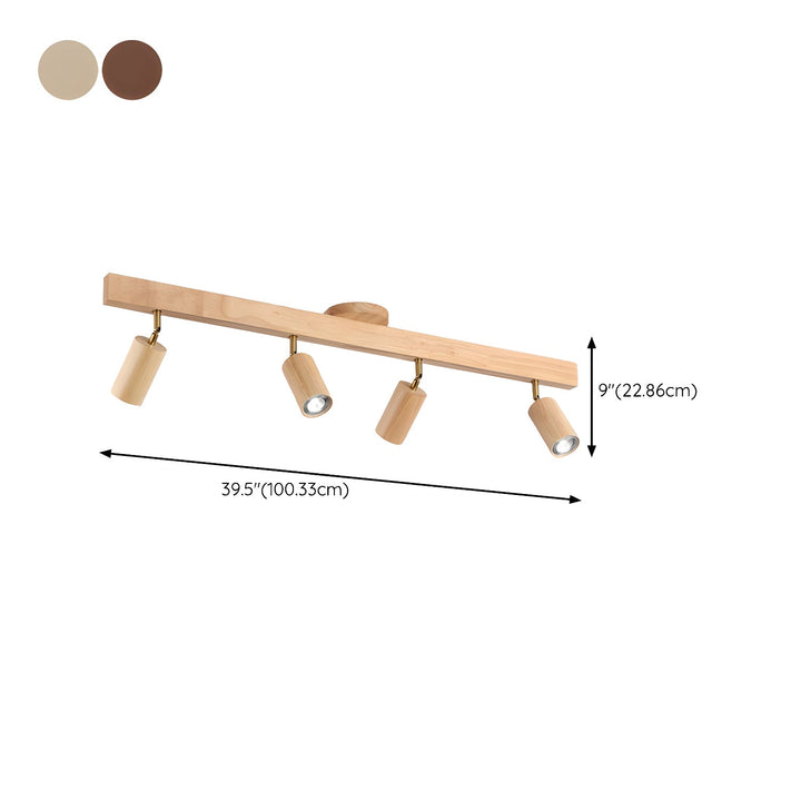 Wood Pendant Track Light 4 Heads 39.4 in Indoor Ceiling Wall Rustic Modern Lamp | Kalsten