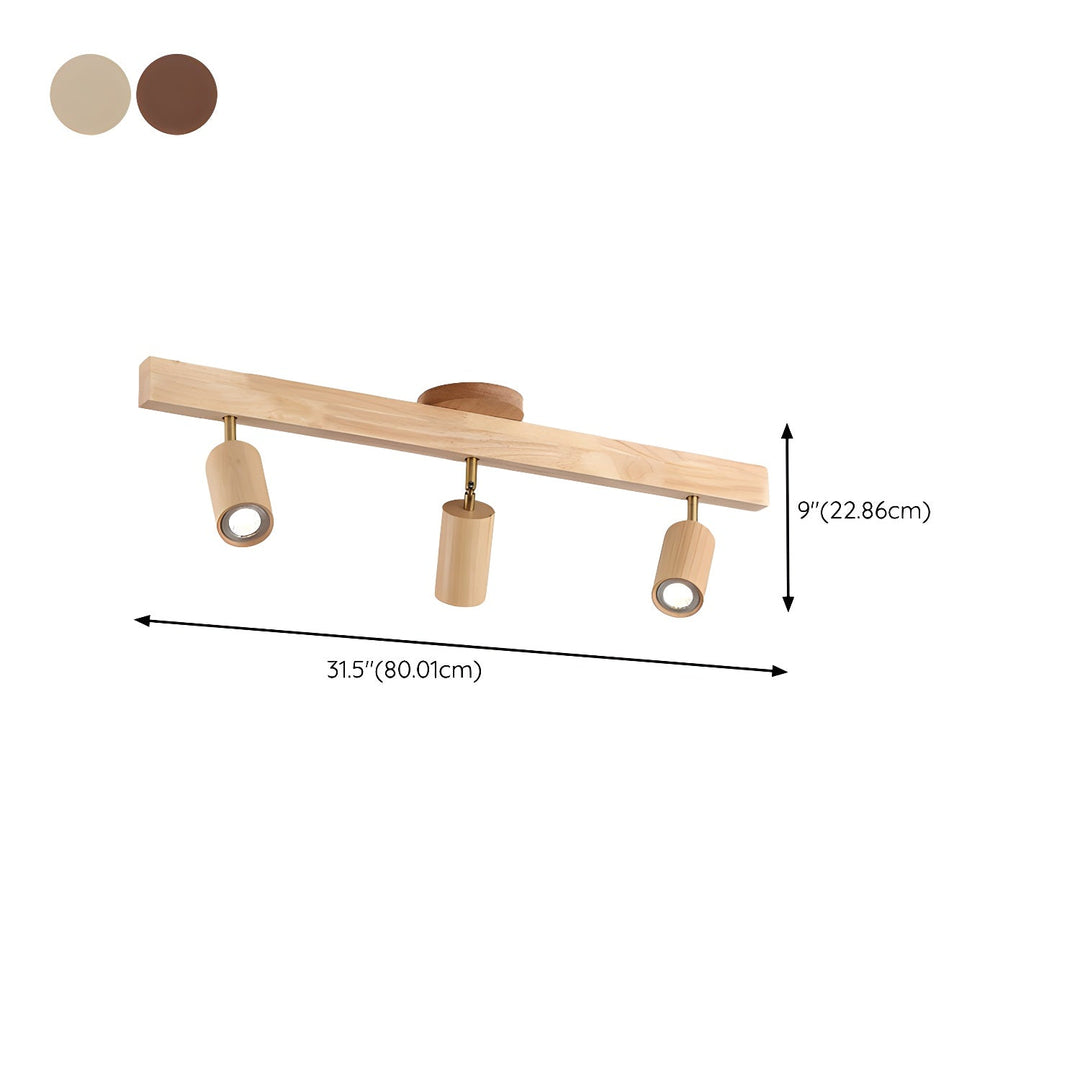 Wood Pendant Track Light 4 Heads 39.4 in Indoor Ceiling Wall Rustic Modern Lamp | Kalsten