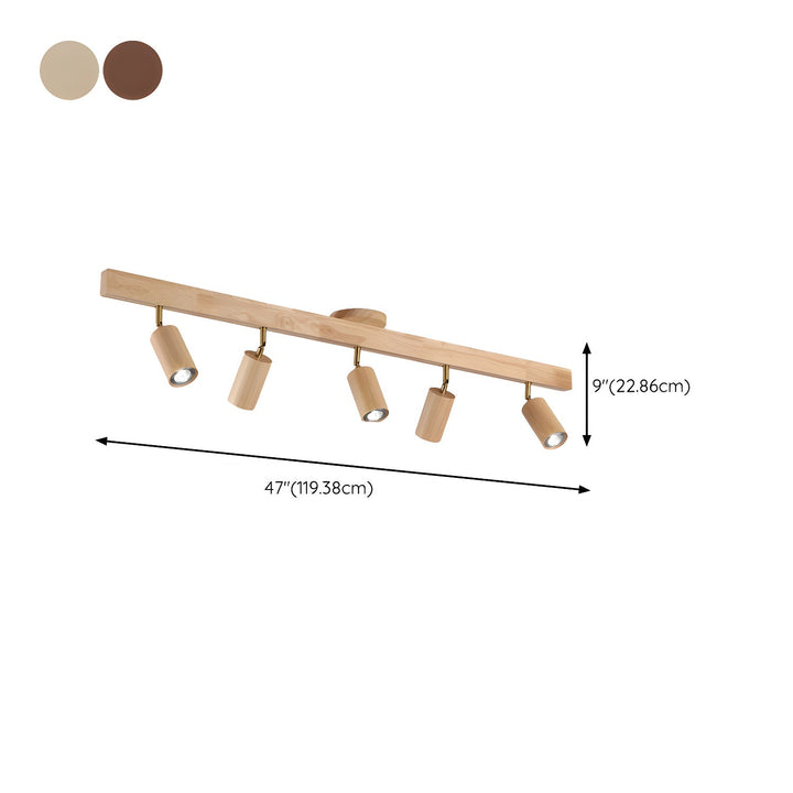 Wood Pendant Track Light 4 Heads 39.4 in Indoor Ceiling Wall Rustic Modern Lamp | Kalsten