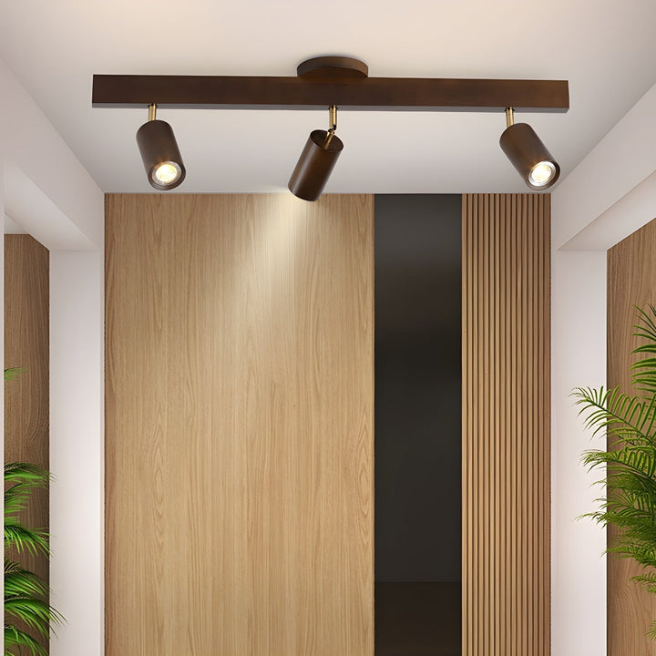 Wood Pendant Track Light 4 Heads 39.4 in Indoor Ceiling Wall Rustic Modern Lamp | Kalsten