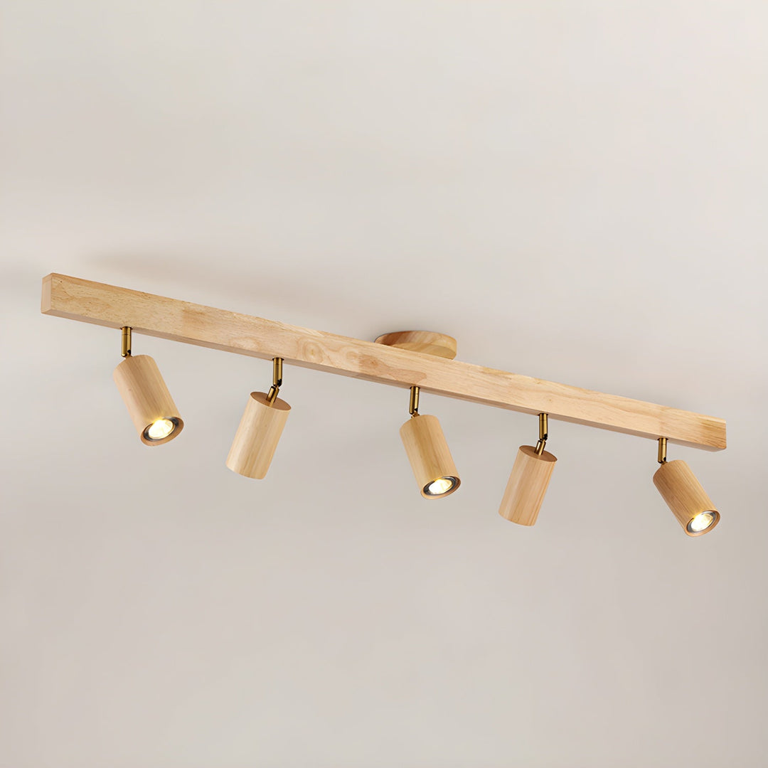 Wood Pendant Track Light 4 Heads 39.4 in Indoor Ceiling Wall Rustic Modern Lamp | Kalsten