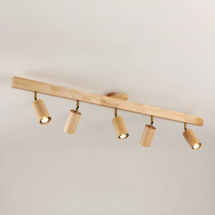 Wood Pendant Track Light 4 Heads 39.4 in Indoor Ceiling Wall Rustic Modern Lamp | Kalsten