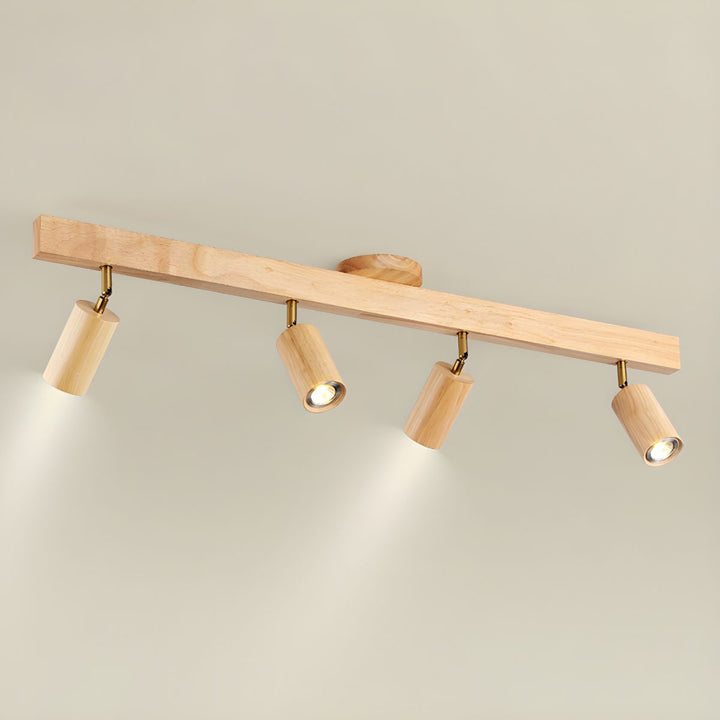 Wood Pendant Track Light 4 Heads 39.4 in Indoor Ceiling Wall Rustic Modern Lamp | Kalsten