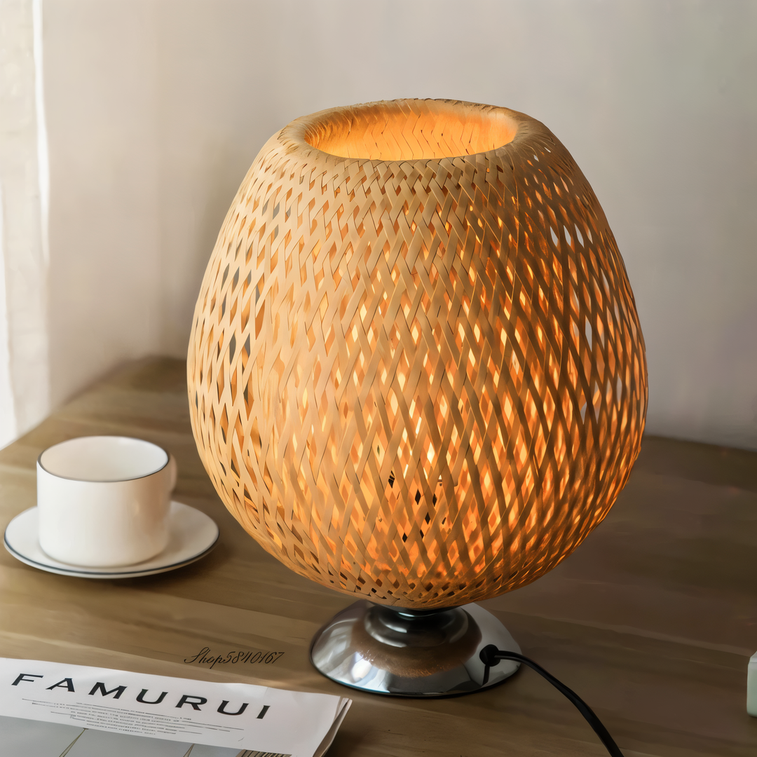 NatureHue – Vintage Bamboo Table Lamp – Creative Woven Rattan Desk Light | Kalsten