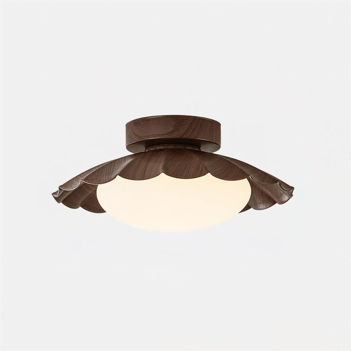 Ceiling Light Metal 9.8 in x 5.1 in Warm White LED Brown Beige White Walnut Living Room Bedroom Fixture | Kalsten