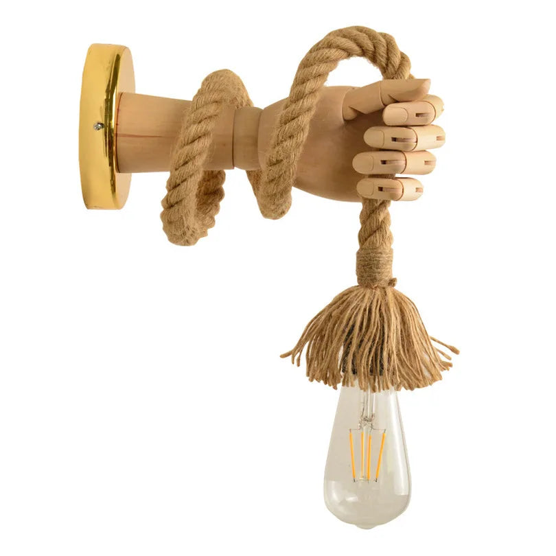 Creative wall lamp in rope design with handle – Rustic LED lamp for living room & hallway | Kalsten