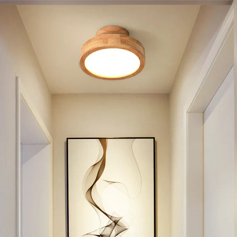 Brightlux - Scandinavian Round Wooden Ceiling Lamp Noxord