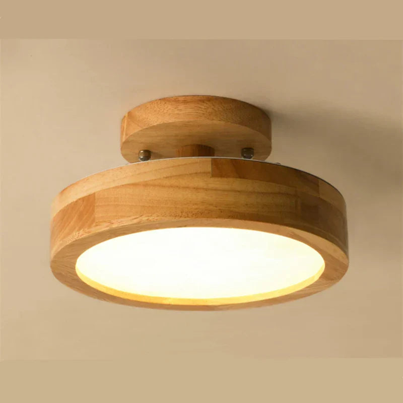 Brightlux - Scandinavian Round Wooden Ceiling Lamp Noxord
