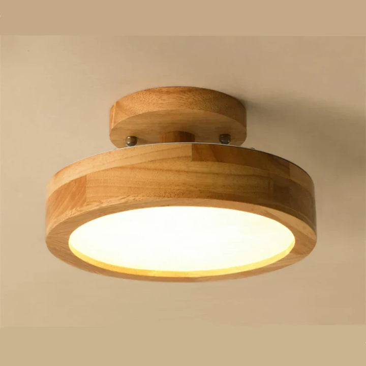 Brightlux - Scandinavian Round Wooden Ceiling Lamp Noxord
