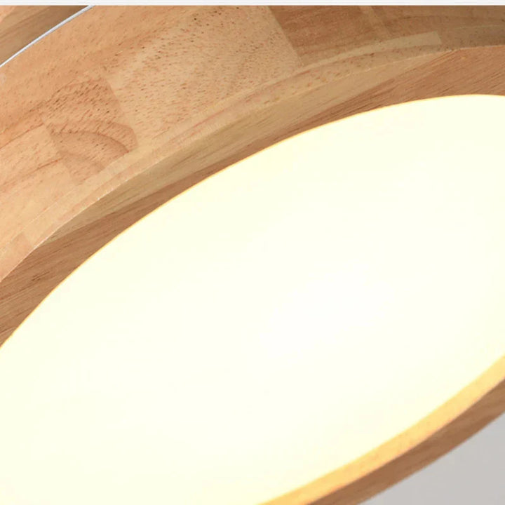 Brightlux - Scandinavian Round Wooden Ceiling Lamp Noxord