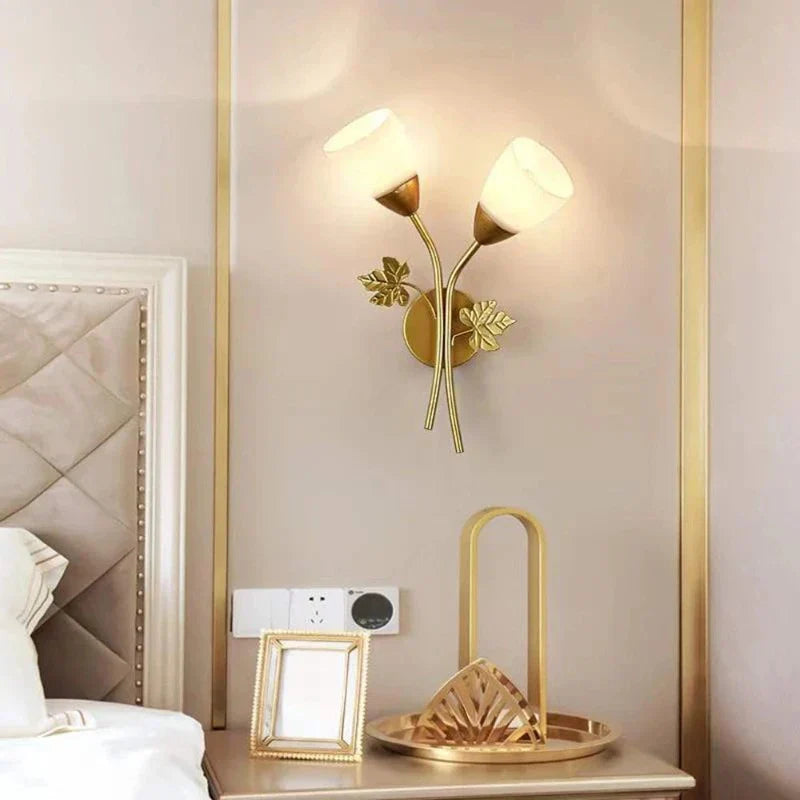 Requirements wall lamp in vintage style with leaf motif – LED lamp for hallway & living room | Kalsten