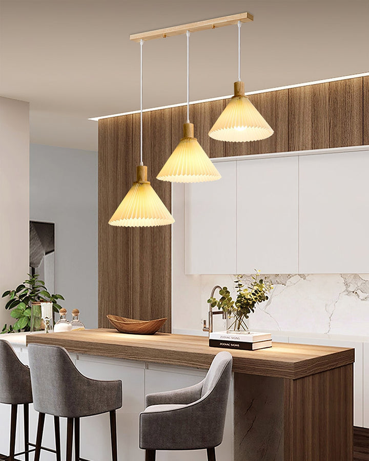 Nordic Minimalist Pleated Wood Pendant Light | Kalsten