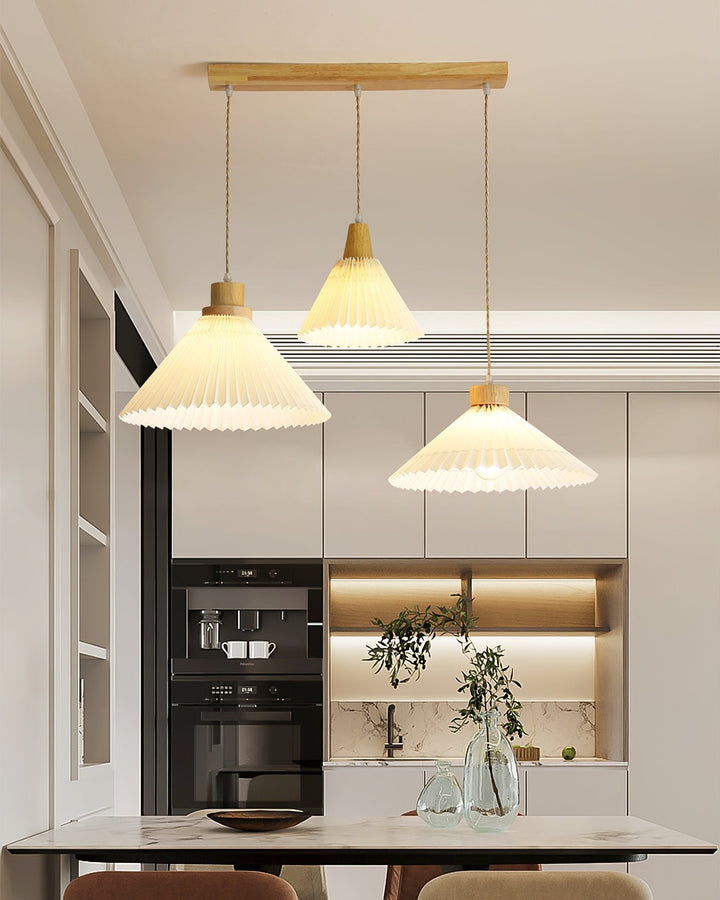 Nordic Minimalist Pleated Wood Pendant Light | Kalsten