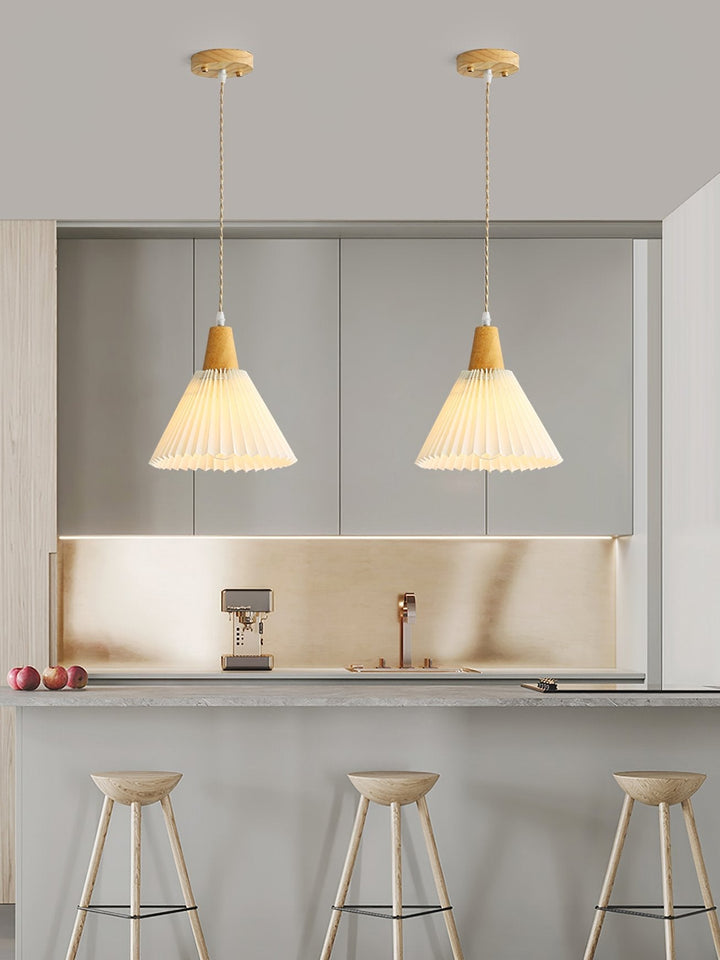 Nordic Minimalist Pleated Wood Pendant Light | Kalsten