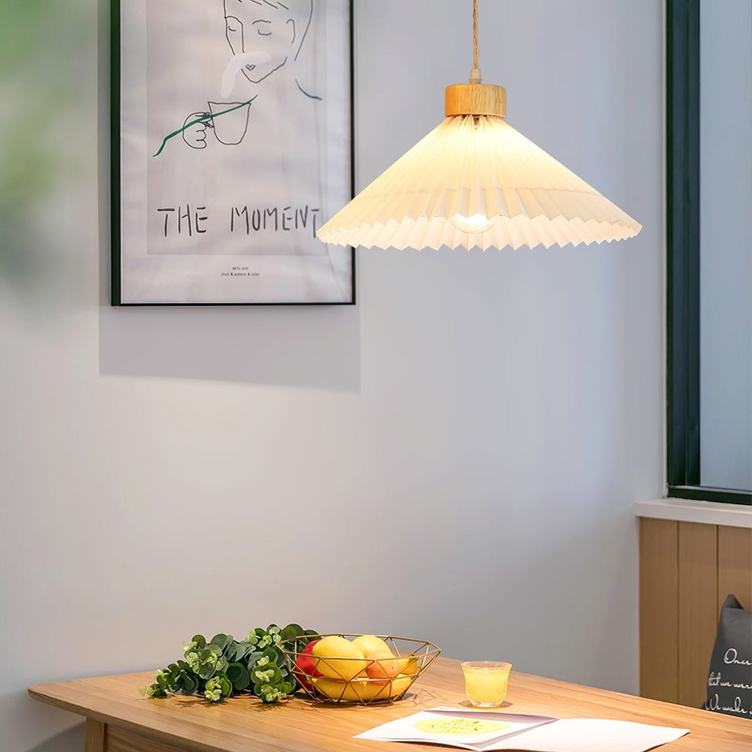 Nordic Minimalist Pleated Wood Pendant Light | Kalsten