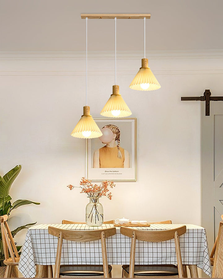 Nordic Minimalist Pleated Wood Pendant Light | Kalsten