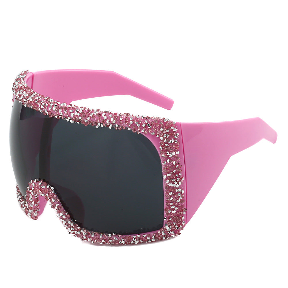 Women's Sporty Oversized Sunglasses with Rhinestone Embellishments Kalsten