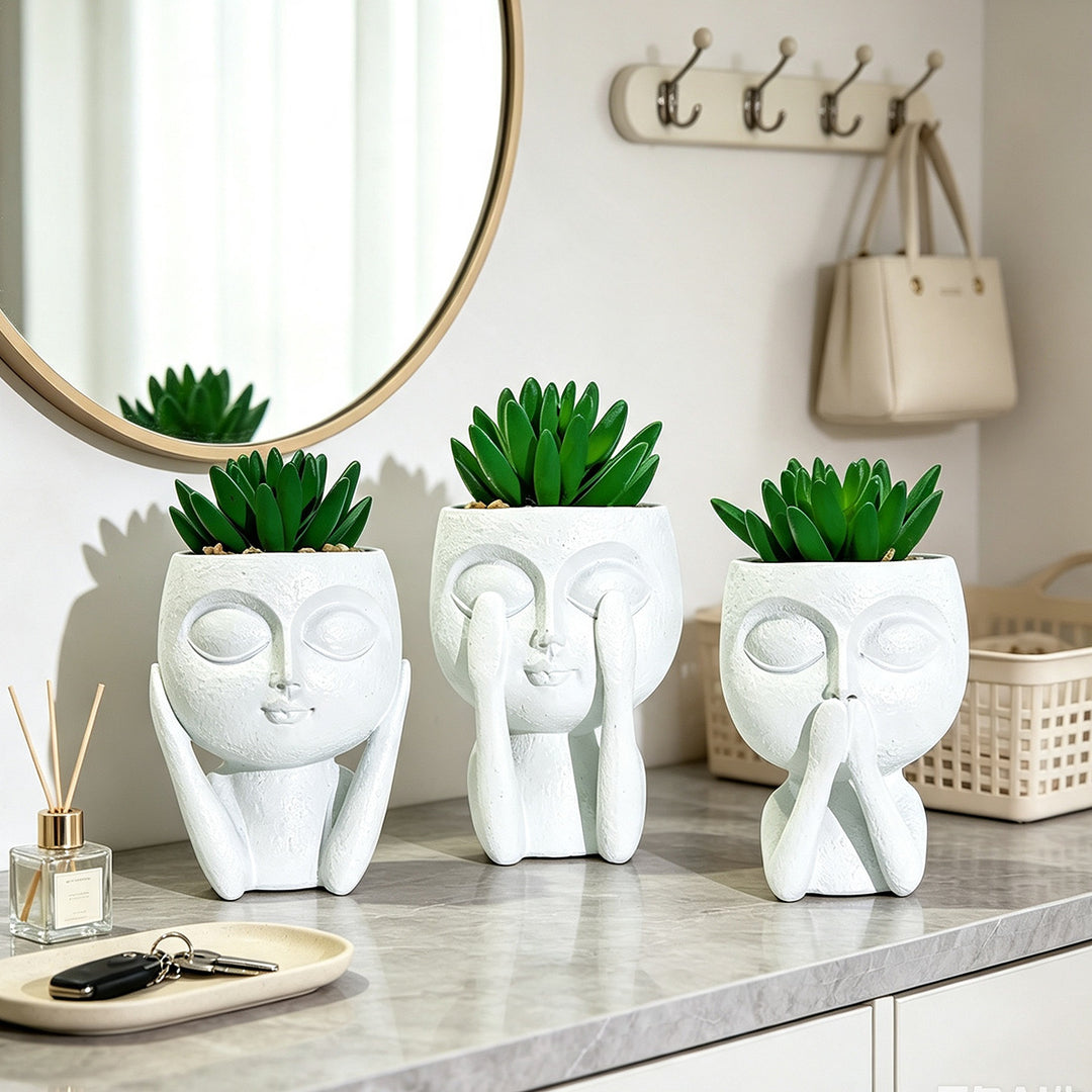 Plant pot with face motif Kalsten