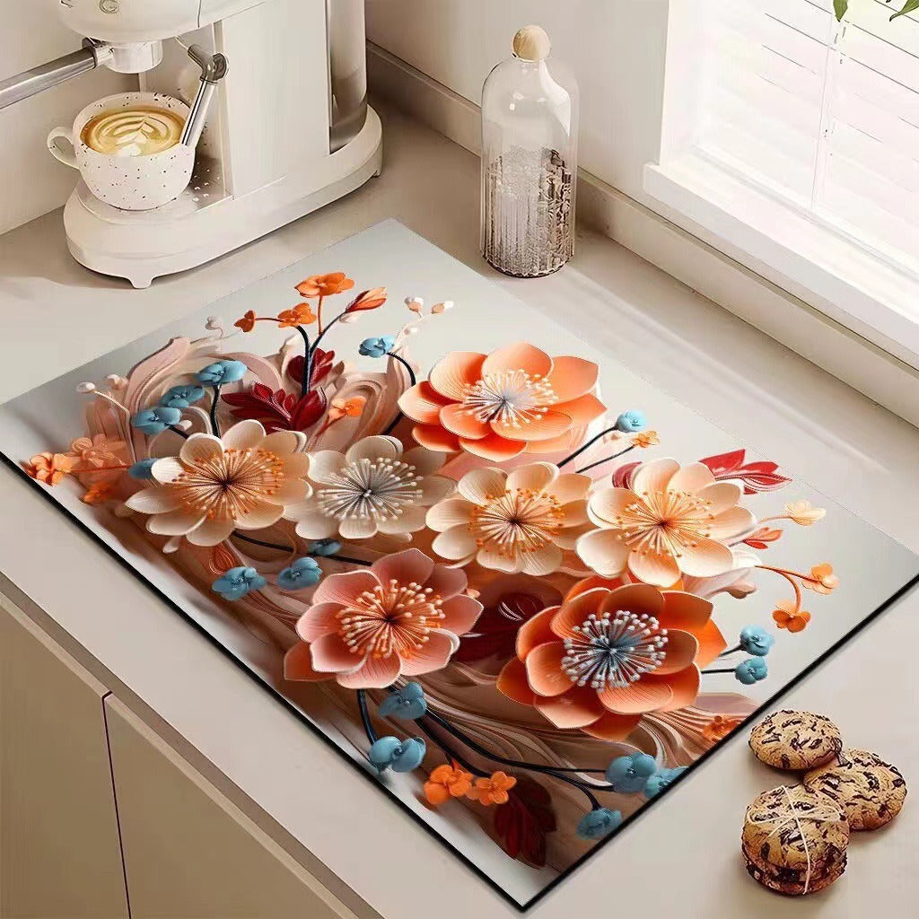 Decorative Floral Kitchen Mat Kalsten
