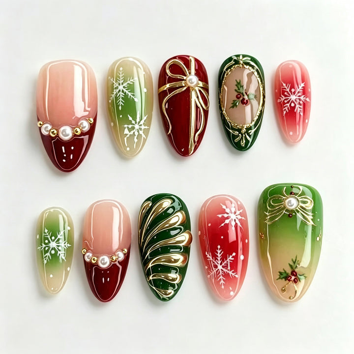 Holiday-Themed Press-On Nail Art Set 1790738720