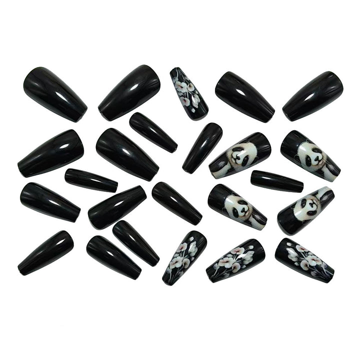 Artificial nails with playful panda and flower design Kalsten