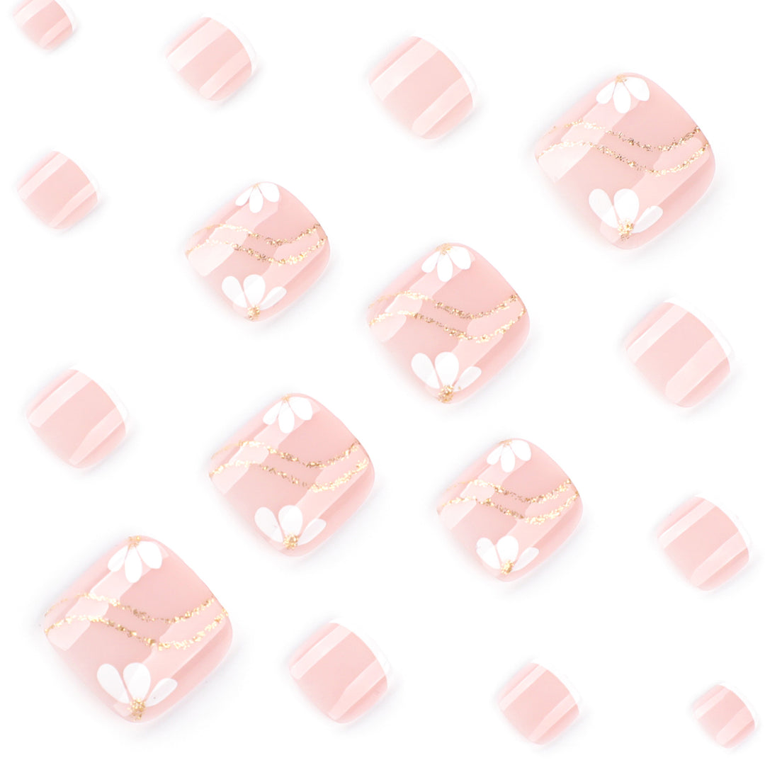 Nail art with elegant blooming designs and glitter accents Kalsten