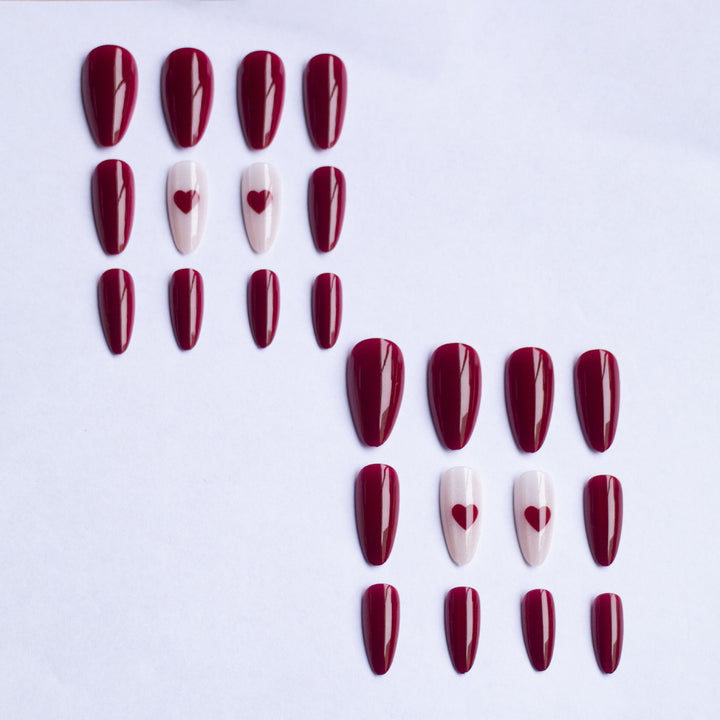 Heart Adorned Gel Nail Art
