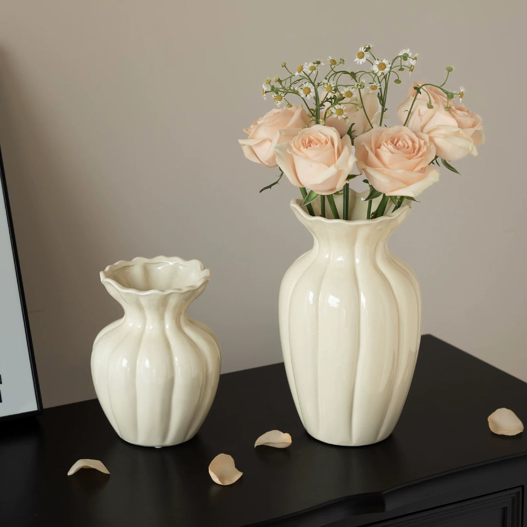 Elegant Flared Ceramic Flower Vase