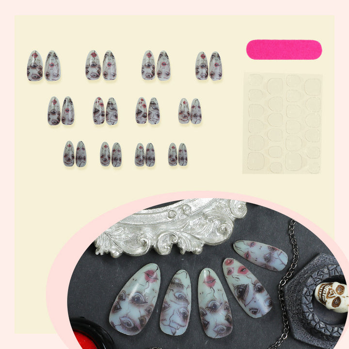 Artificial nail set with unique facial designs Kalsten