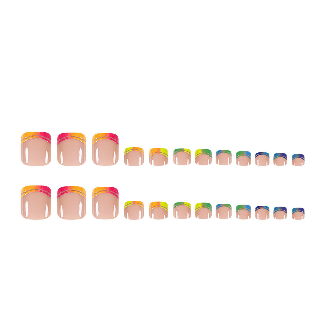 Nail art set with glossy rainbow tip designs Kalsten