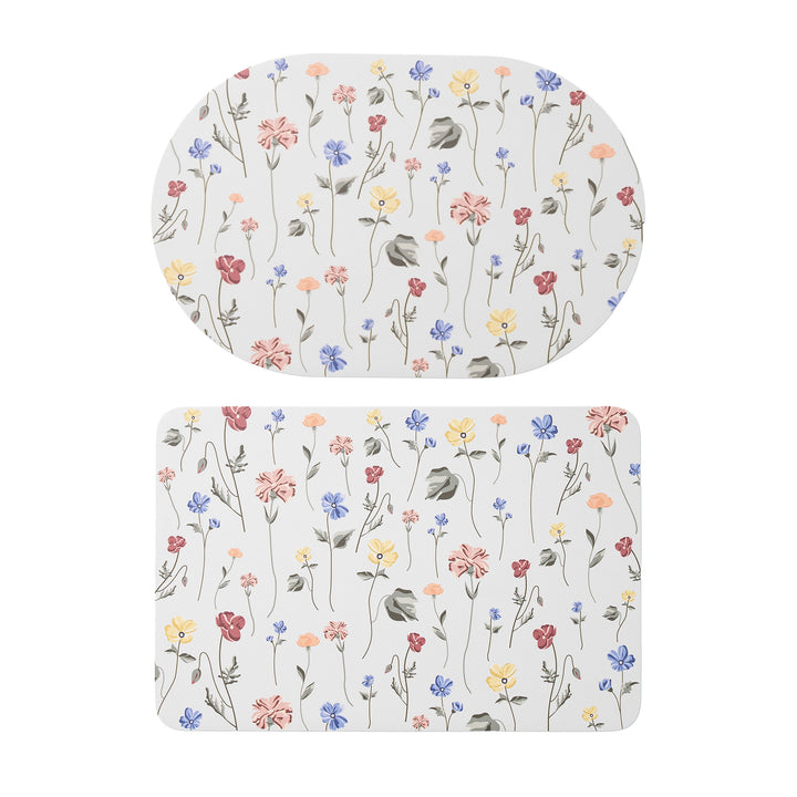 Bathroom Mat Set Kalsten with non-slip soft back underside and fine lace pattern look