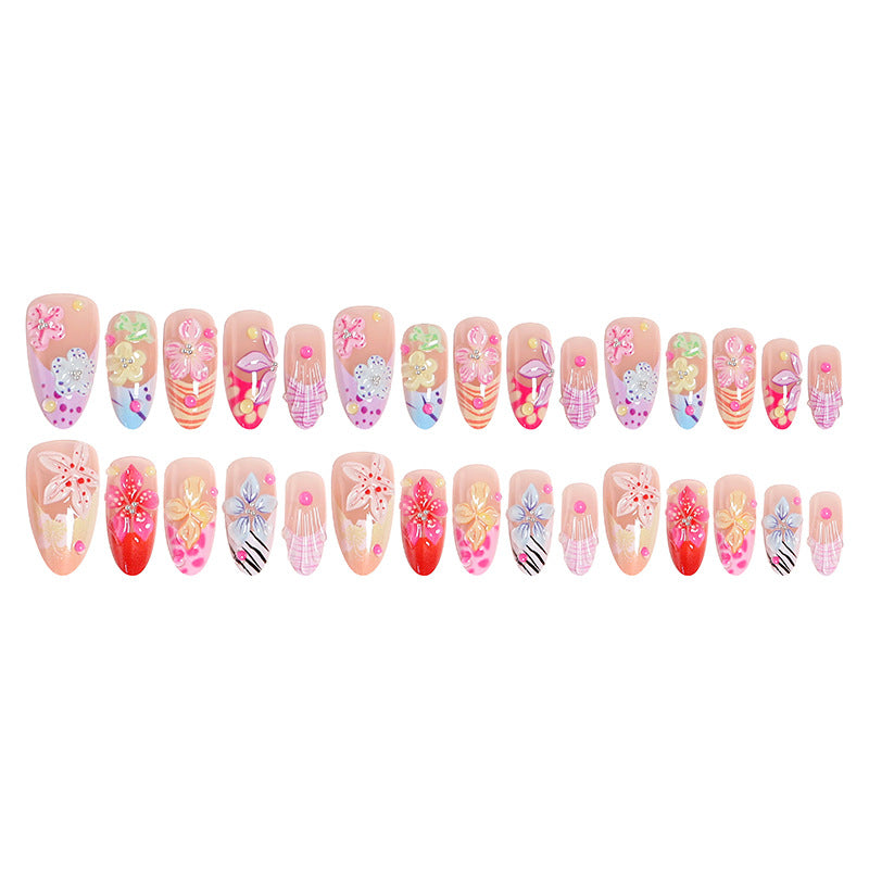 Artificial nail set with blooming 3D flower accents Kalsten