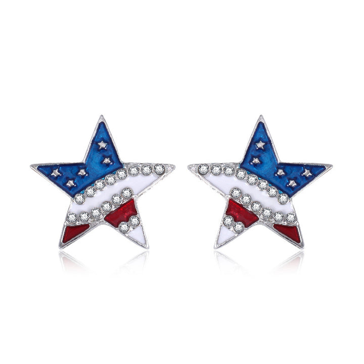 Women's long multi-layer star drop earrings with crystal embellishments and rhodium-plated alloy Kalsten