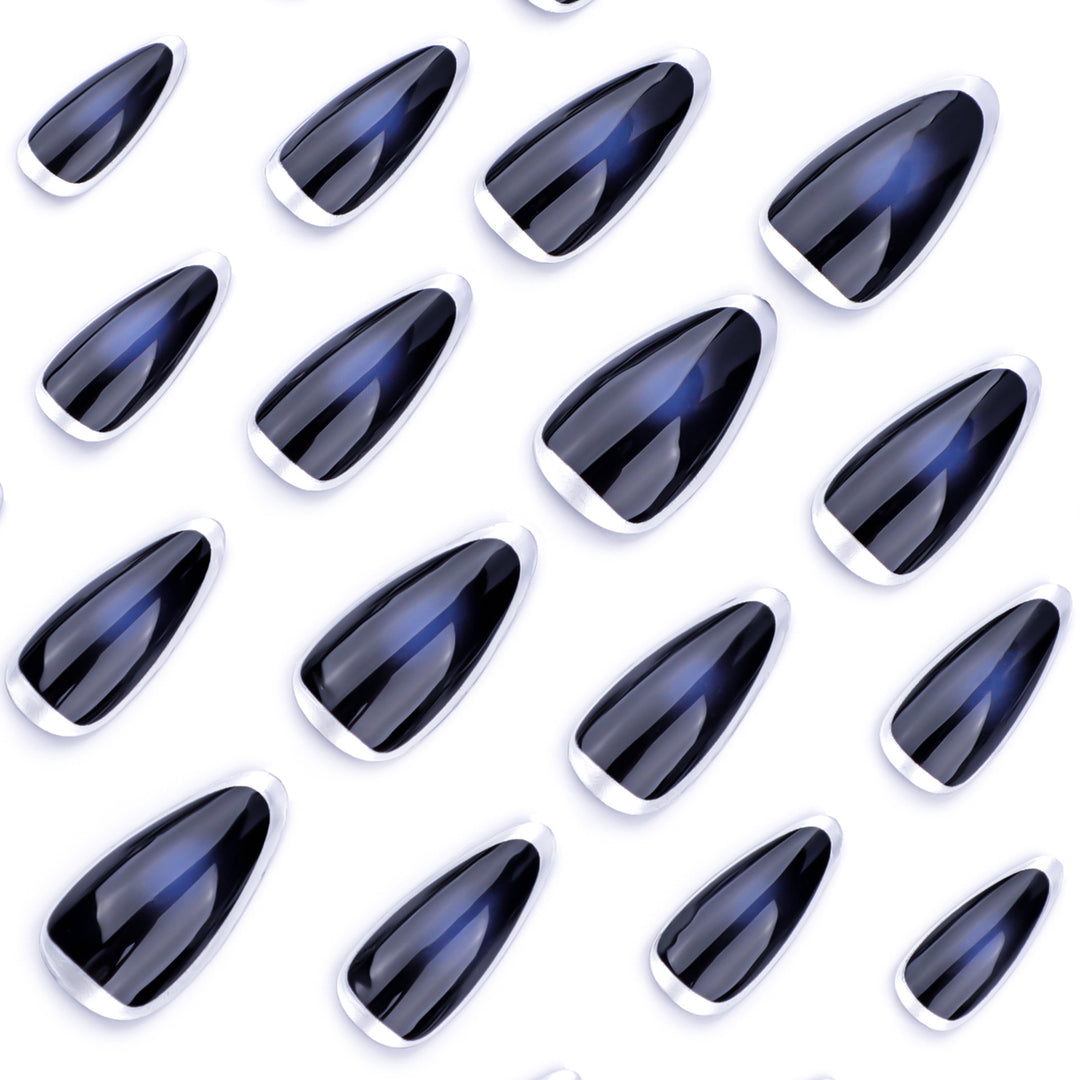 Artful stiletto nails with glamorous metallic finish Kalsten