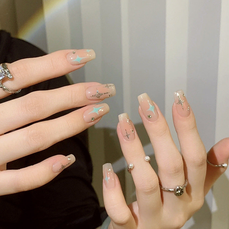 Acrylic nail set with sparkling star and glitter elements Kalsten