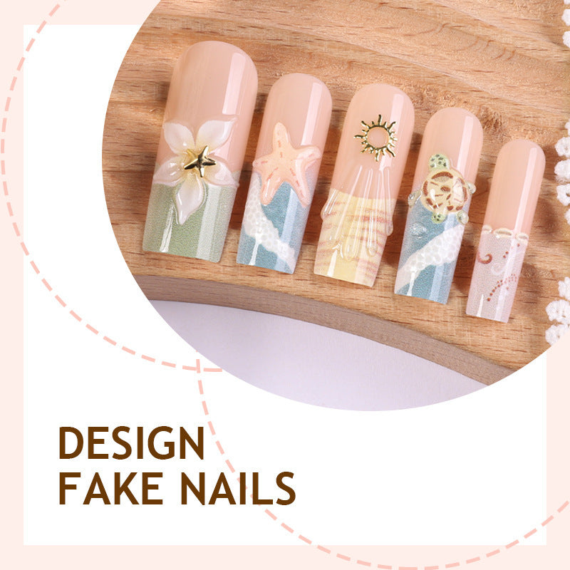 Creative acrylic nail set with floral and maritime accents Kalsten