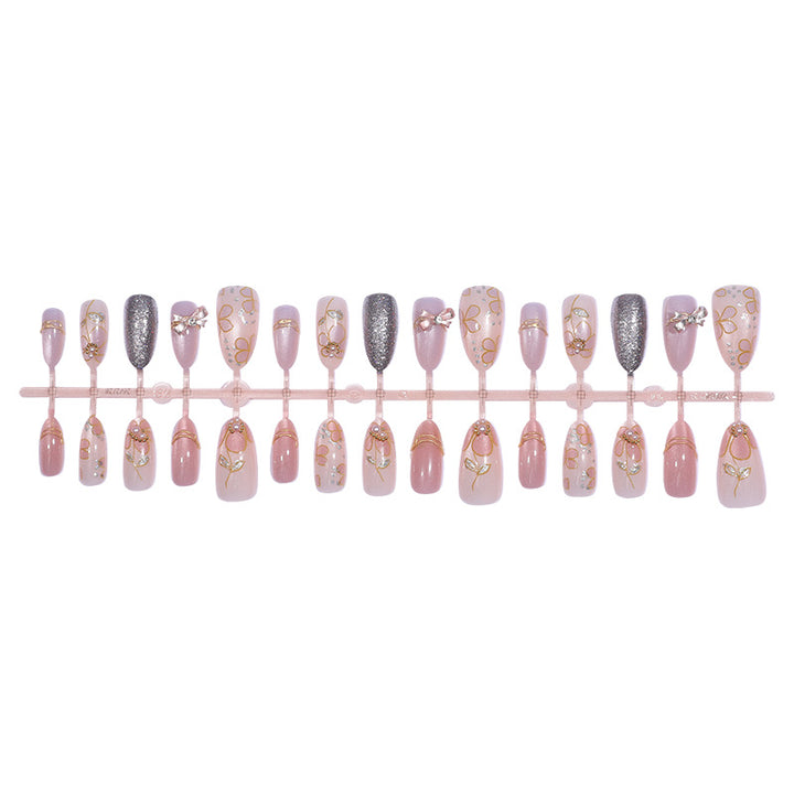 Decorative Floral-Embellished Press-On Nail Set kalsten