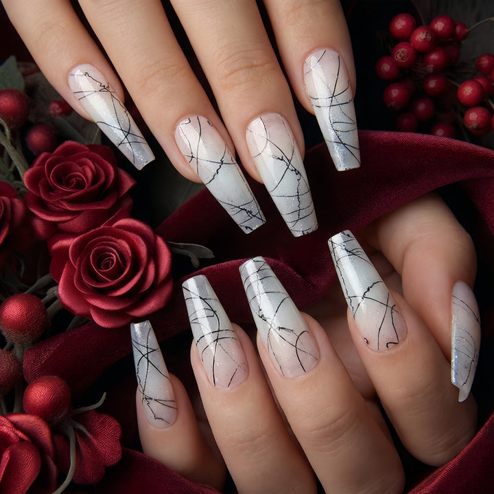 Designer Artificial Nails with Modern Line Style Kalsten