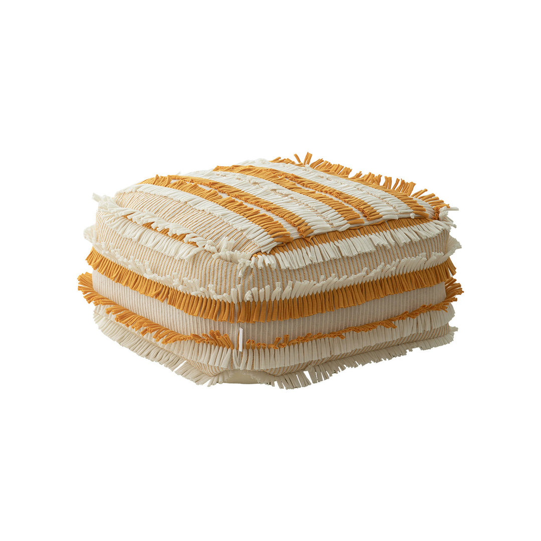 Floor cushion pouf with structured fringe surface Kalsten