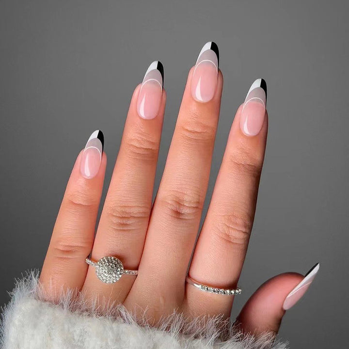 Artificial nail art with modern French-tip design Kalsten