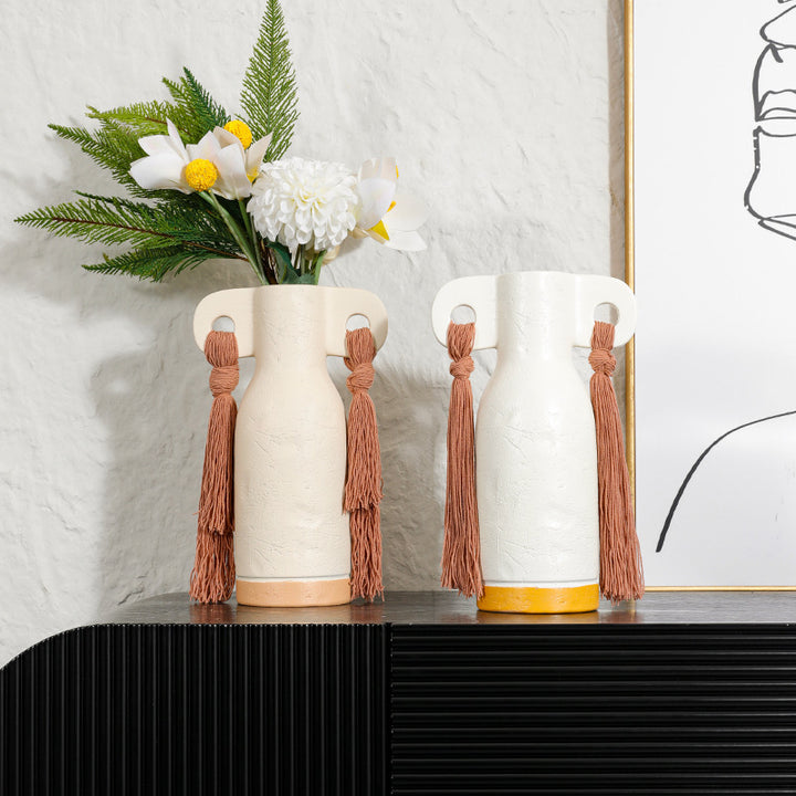 Decorative Art Vase with Tassels