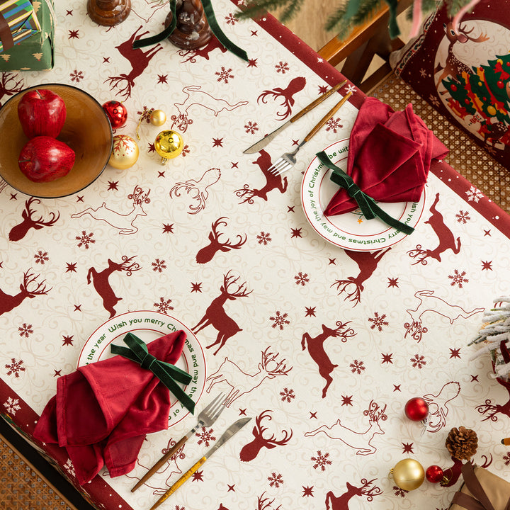 Christmas tablecloth made of cotton blend fabric with water-repellent surface and festive pattern Kalsten